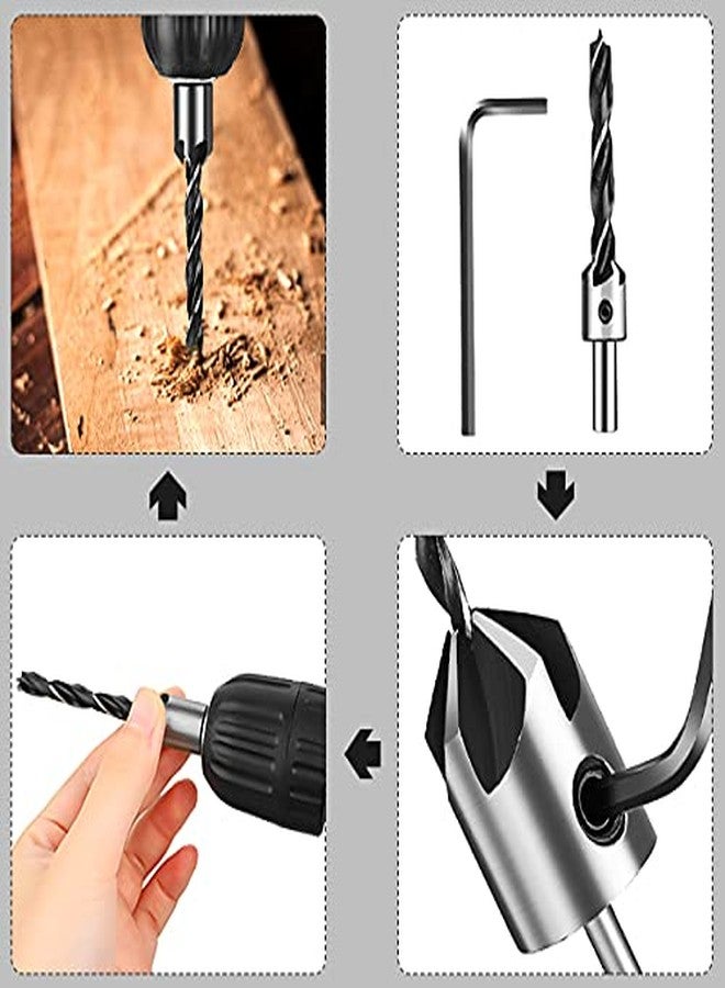 ZORBES® Countersink Drill Bits Set Woodwork, PVC, Plywood Chamfer High Carbon Steel Drill Bits for Wood Drill Bits Set 3mm 4mm 5mm 6mm with Hex Key - 4 Pcs - Image 2